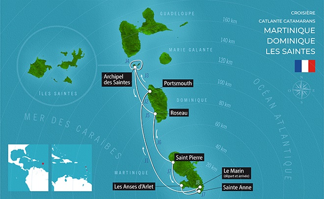 Carte Martinique Dominique Les Saintes 2024